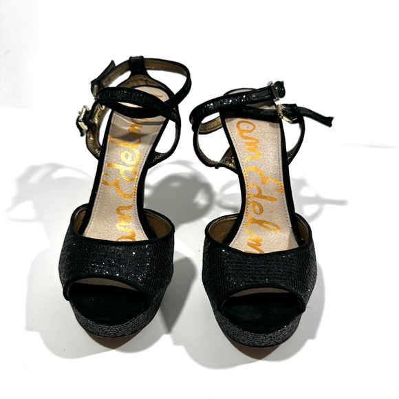Sam Edelman [ Women size 8 ] Very High Sparkly‎ Strappy Heals in Black - Picture 5 of 14